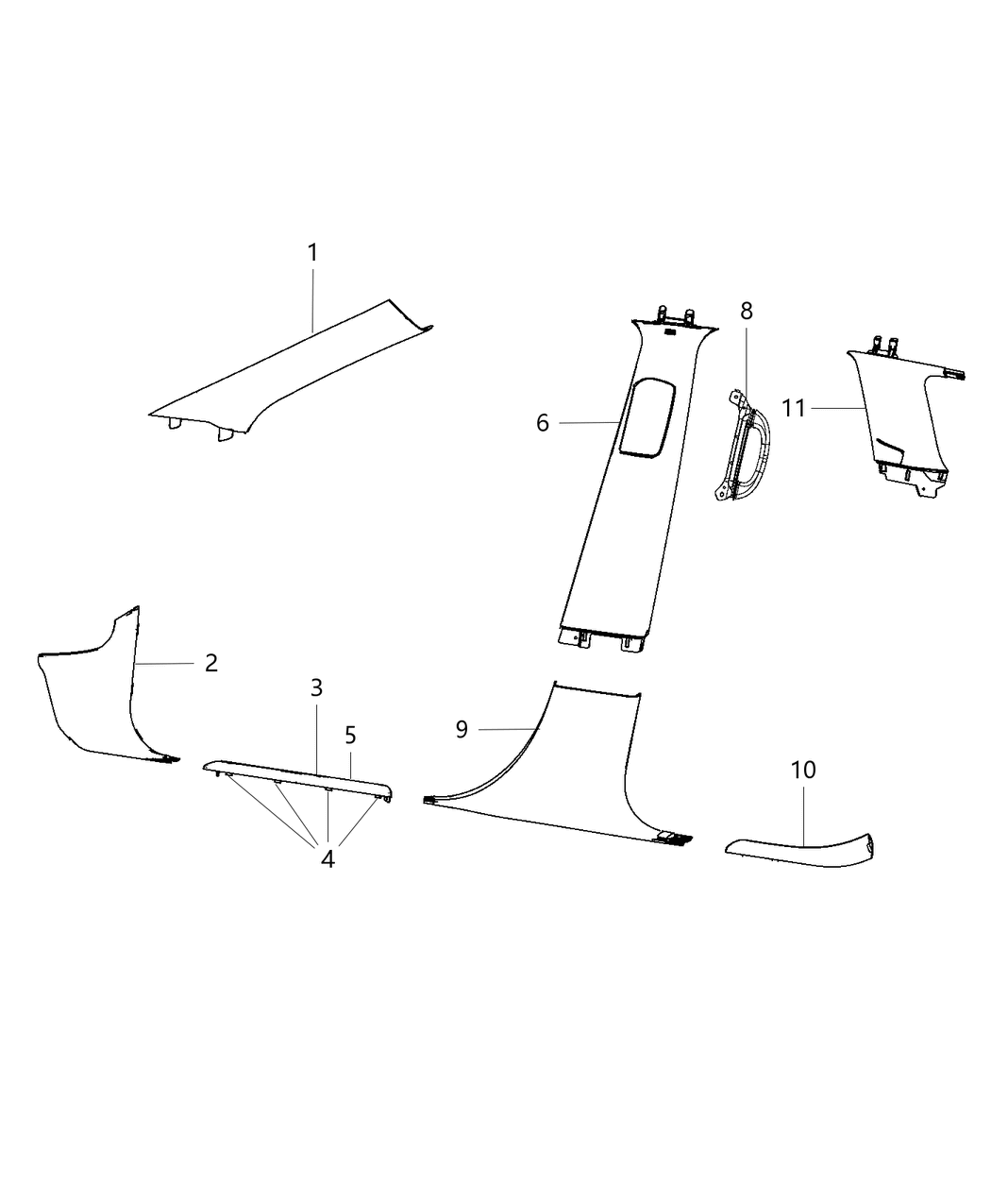 Mopar 5VP04LU5AB Molding B Pillar Upper 5VP04LU5AB Mopar Molding B Pillar Upper