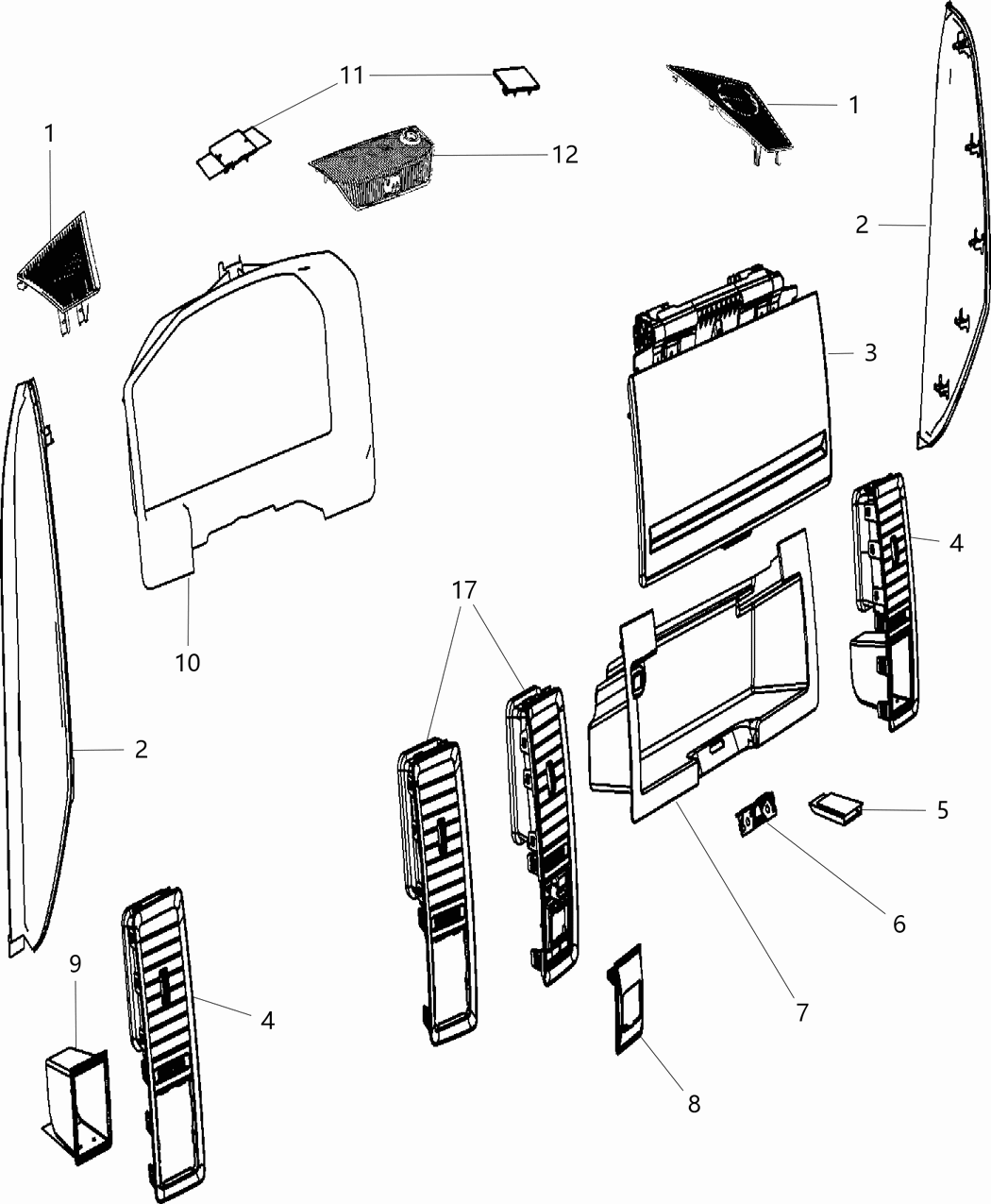 Mopar 6UQ26DX9AA Door Glove Box Upper 6UQ26DX9AA Mopar Door Glove Box Upper