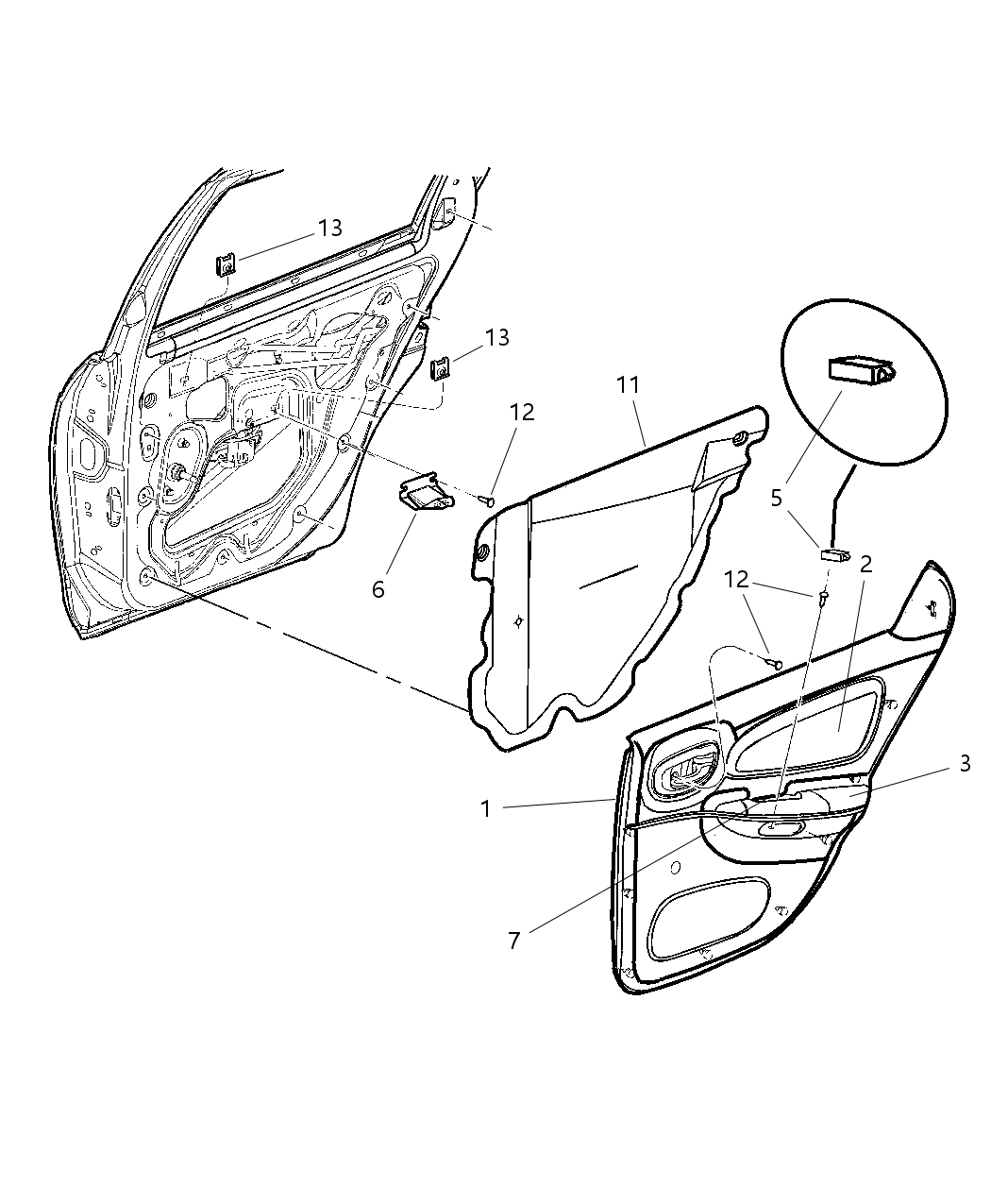 Mopar SJ20WL5AB Panel Rear Door Trim, Inner Passenger Side SJ20WL5AB Mopar Panel Rear Door Trim, Inner Passenger Side