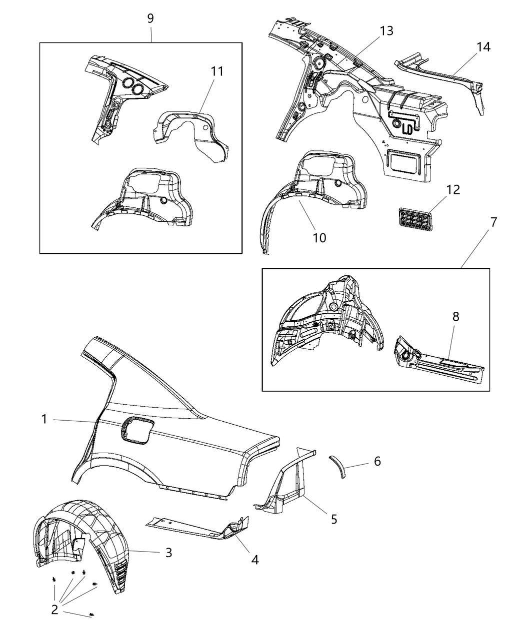 Mopar 68266964AB Reinforcement Bodyside Aperture Rear Inner