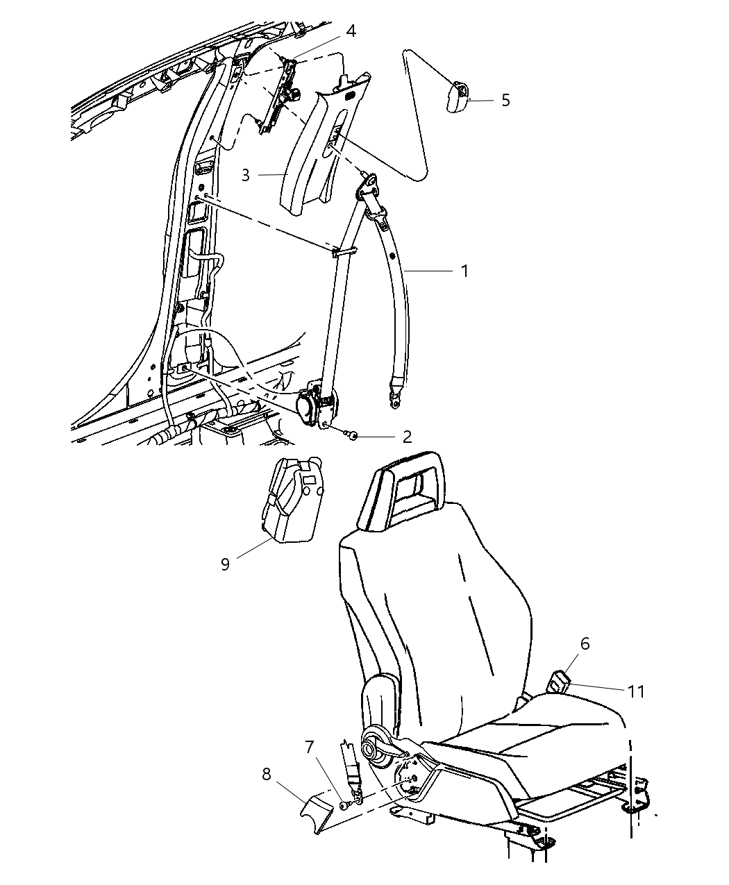 Mopar YD69DK5AB Seat Belt Front Outer