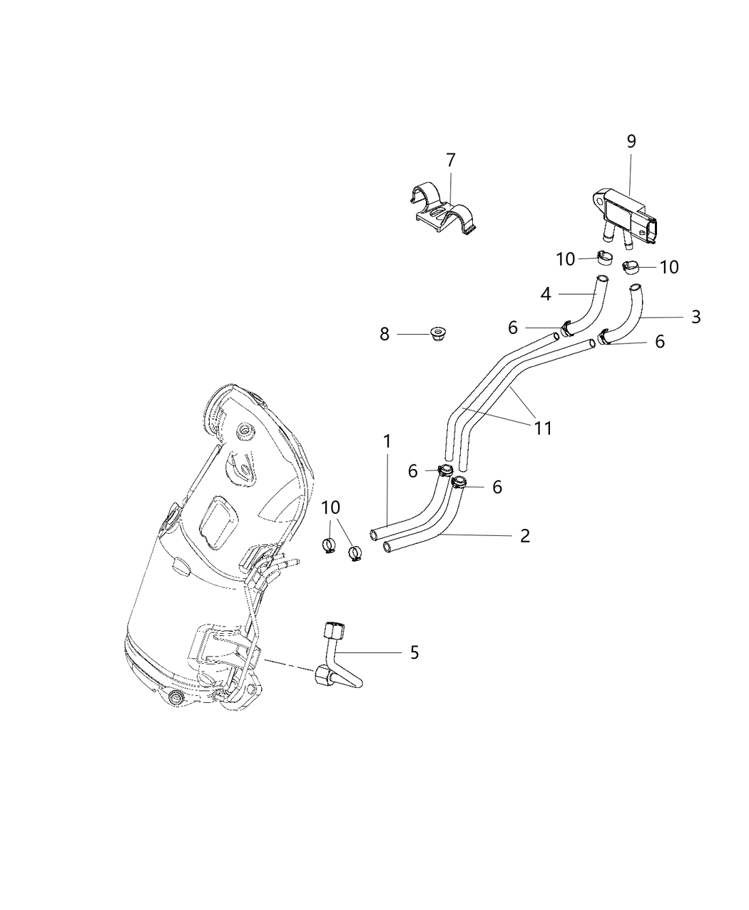 Mopar 68207957AA Hose Differential Pressure Mopar 68207957AA Hose Differential Pressure