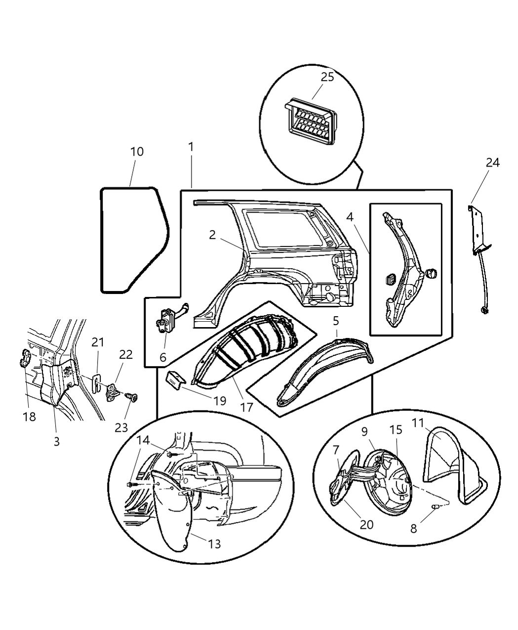 Mopar 5083111AE Panel Bodyside Aperture Rear, w/ Tailamp Pocket