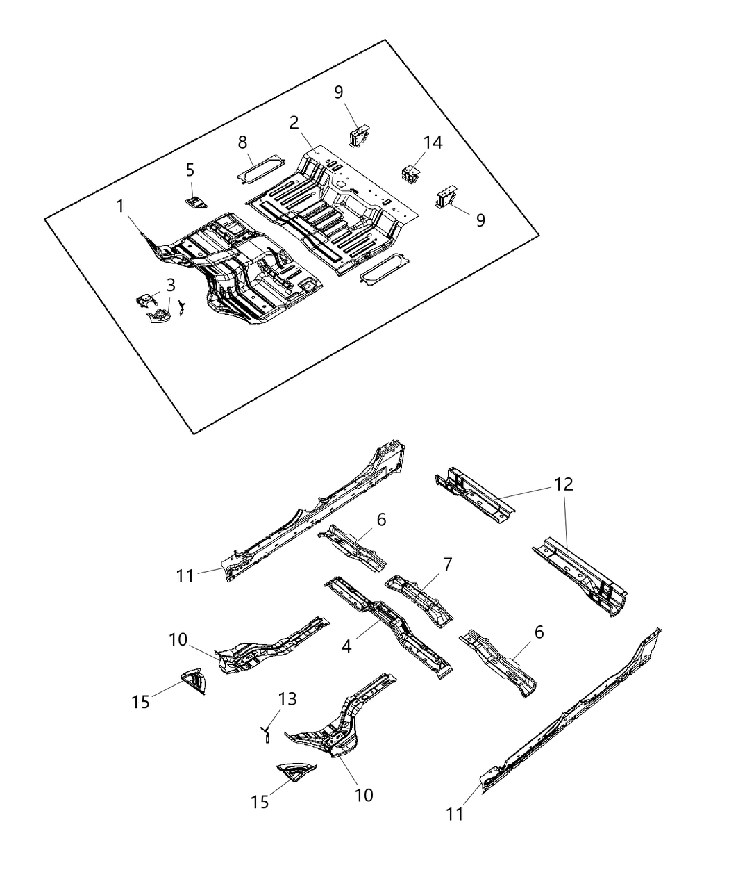Mopar 68302066AC Reinforcement Floor Pan 68302066AC Mopar Reinforcement Floor Pan