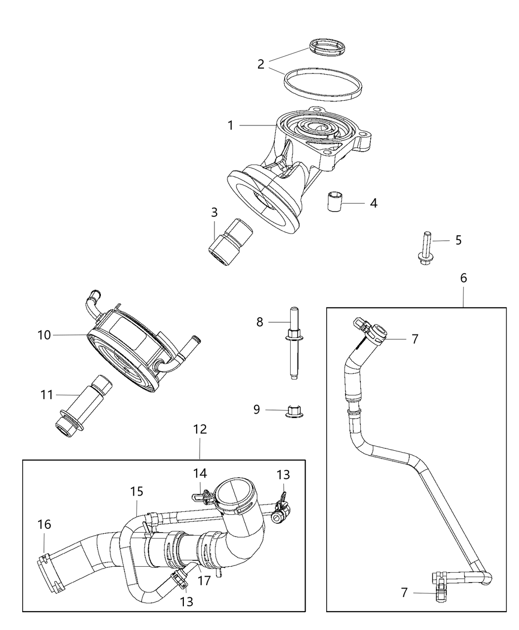 Mopar 68274123AC Tube Engine Oil Heater Coolant Supply