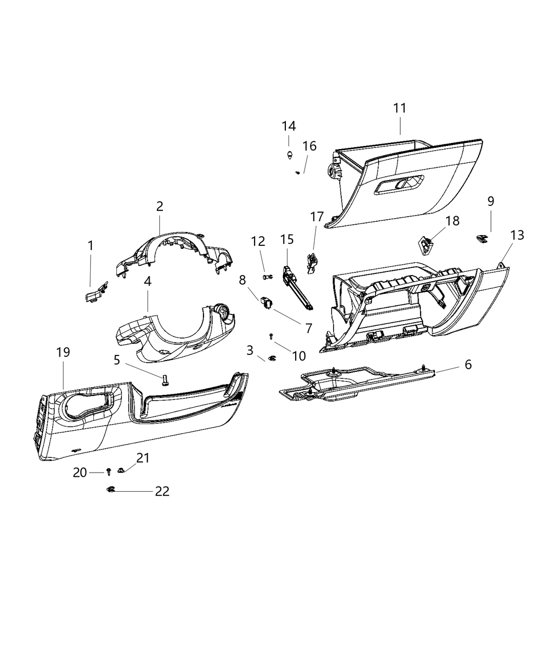Mopar 6WC38DX9AB Knee Blocker Instrument Panel 6WC38DX9AB Mopar Knee Blocker Instrument Panel