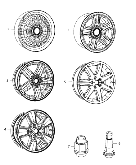 Wheel Aluminum Diagram for 52125165AB