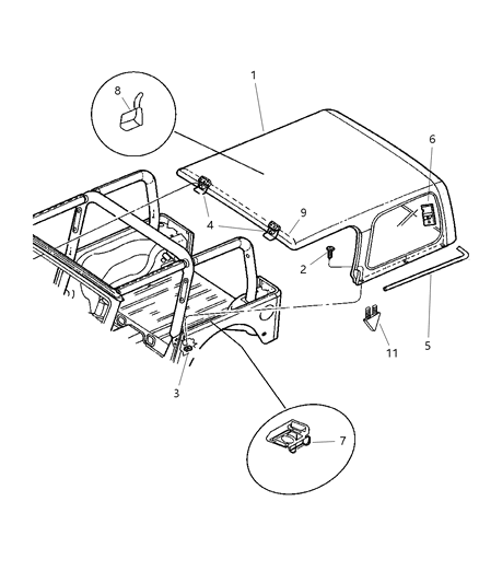 Retainer Folding Top Deck Closure Diagram for 55176746AC