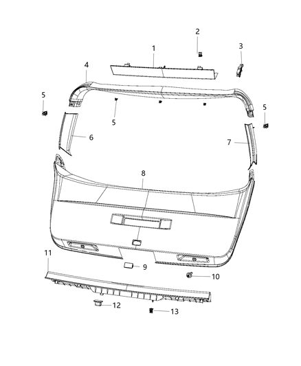 1999 Chrysler Town & Country Panel Rear Header Diagram for 1DE55DW1AB