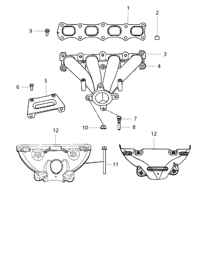 Manifold Exhaust And Catalytic Converter Maniverter Diagram for 68044921AA