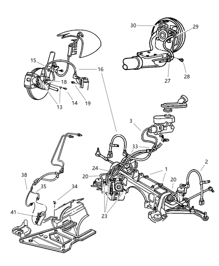 1999 Dodge Grand Caravan Tube Brake Master Cylinder Diagram for 4683309AB