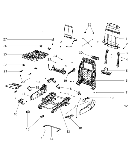 Frame Front Seat Back Diagram for 68065748AA