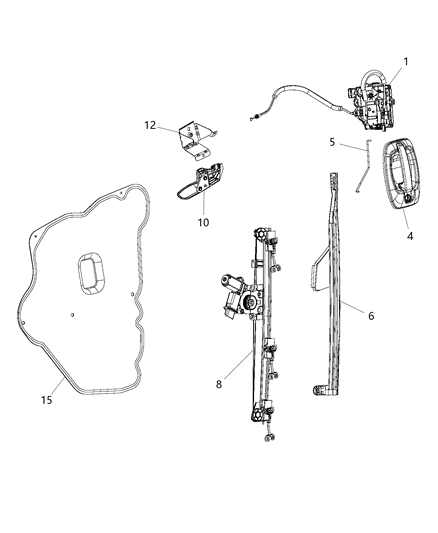 1998 Jeep Cherokee Regulator Front Door Window Diagram for 68267290AA