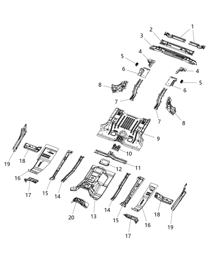 Crossmember Rear Frame Diagram for 68298720AC