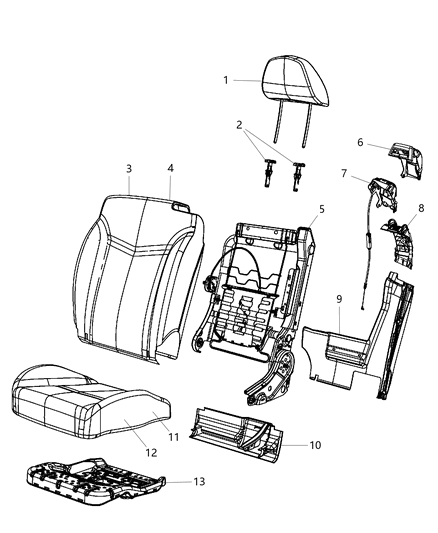 2011 Chrysler 200 Headrest Front Diagram for 1WU47DX9AA