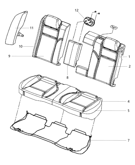 2014 Chrysler 300 Bin Armrest Storage Base Diagram for 1VV33MBBAA