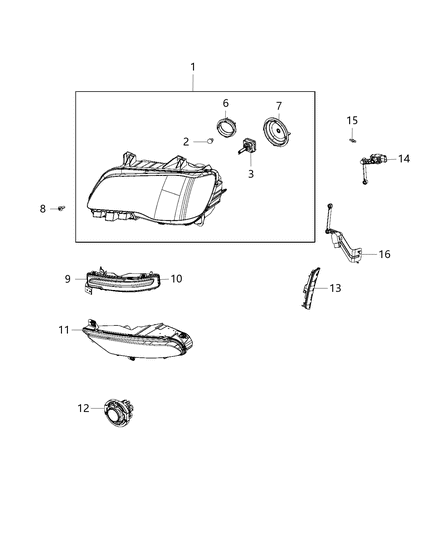 Lamp Front Fog Diagram for 68228884AC