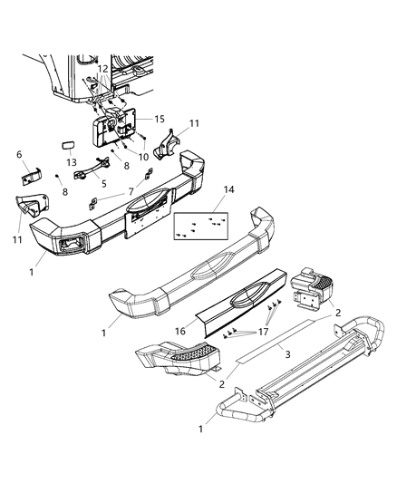 Bumper Rear Diagram for 68159375AB