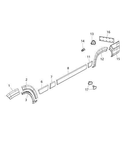 Molding Quarter Wheel Opening Diagram for 5RM71LAHAA