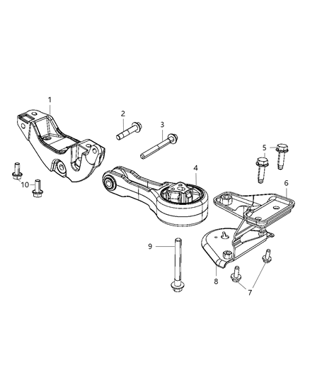 2002 Chrysler Town & Country Engine Mount Rear Diagram for 5147774AB