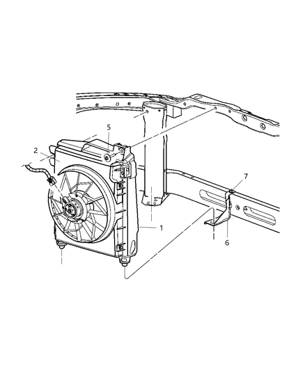 2000 Chrysler Grand Voyager Fan Module Condenser Cooling Includes: Motor, Fan, Shroud Diagram for 68004163AA