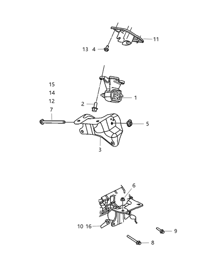 Bracket Engine Mount Diagram for 52021636AA