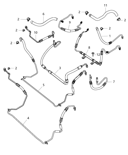 Hose Power Steering Return Diagram for 68078355AE