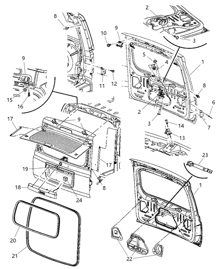Weatherstrip Liftgate Glass Diagram for 55369015AD