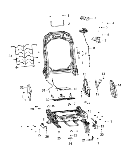 1988 Jeep J20 Frame Front Seat Back Diagram for 68276610AF