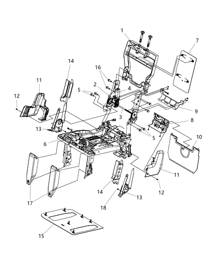 2013 Chrysler Town & Country Frame Seat Cushion 40% Includes Motor Diagram for 68028748AA