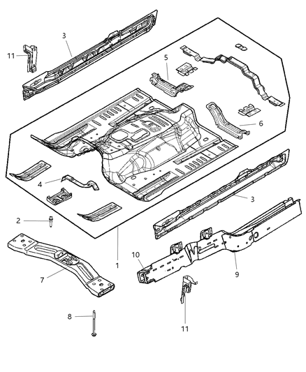 Rail Frame Front Diagram for 55113195AF