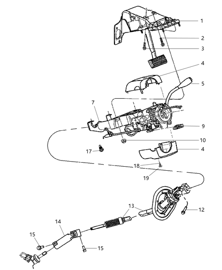 Hardware Package Steering Column - Tool - Retainer & Screw Diagram for 5166528AA