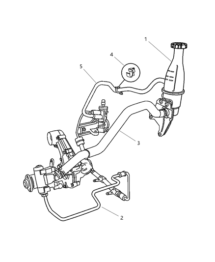 2004 Chrysler PT Cruiser Reservoir Power Steering Pump Diagram for 5272967AC