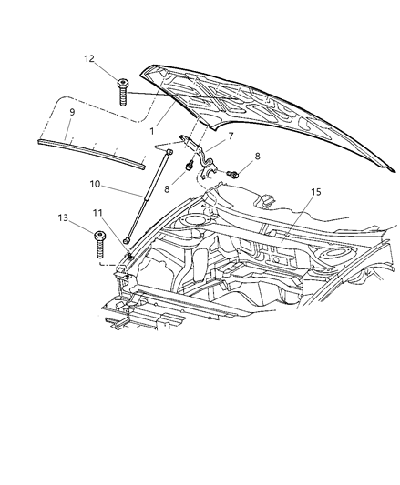 2011 Ram 1500 Hinge Hood, Front Driver Side Diagram for 4580139AE
