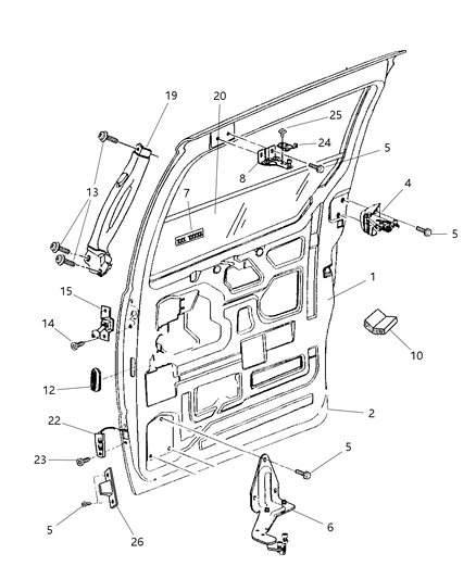 2008 Dodge Charger Hinge Sliding Door Bodyside Diagram for 4894036AA