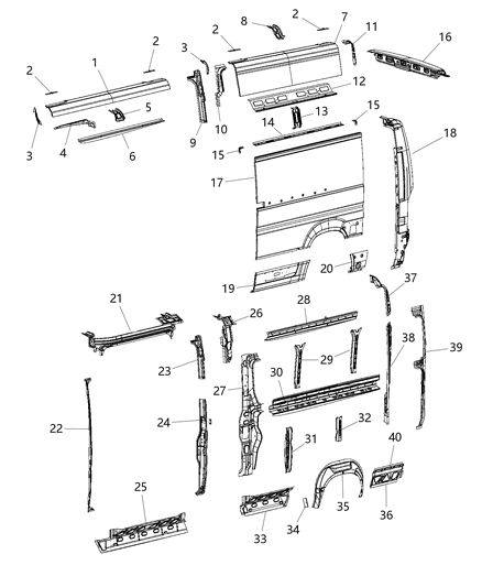 Bracket Roof Absorber Right Diagram for 68185156AA
