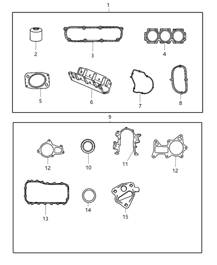 Gasket Package Engine Upper Diagram for 68029542AA