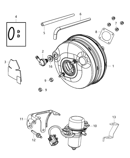 1995 Chrysler Cirrus Booster Power Brake Diagram for 4581494AF