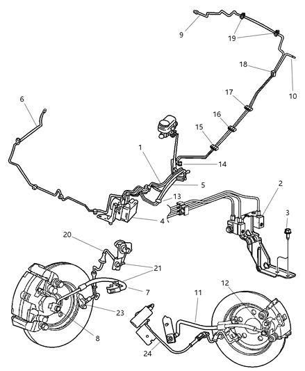 Junction Block Assembly, Front Brake Tubes W/O ABS Diagram for 4582074