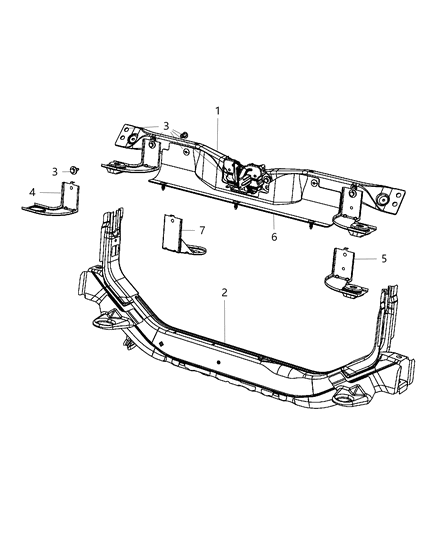 2009 Dodge Charger Crossmember Front Side Rail Bracket Attaching Diagram for 5115402AE