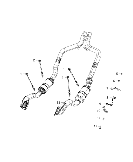1986 Dodge Ram 50 Bracket Oxygen Sensor Passenger Side Downstream Sensor Diagram for 68185226AA