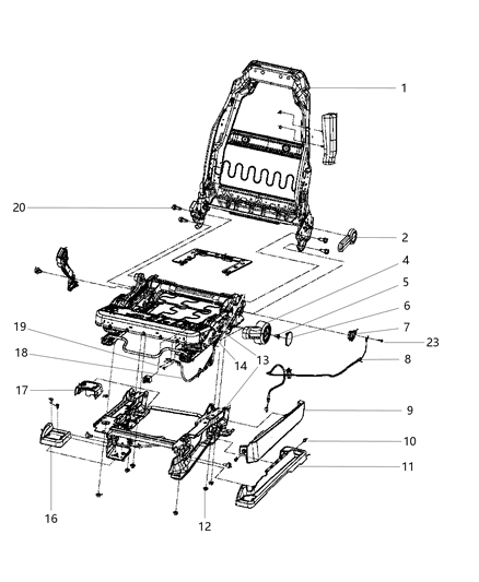 Frame Front Seat Back Diagram for 68088755AA