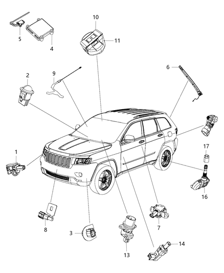 Sensor Tire Pressure Diagram for 68252495AA