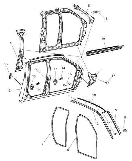 Panel Bodyside Aperture Outer Only Diagram for 55276051AB