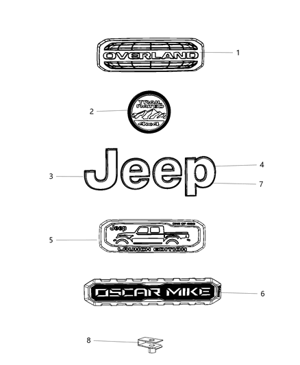 Medallion Fender Front Trail Rated Diagram for 68483961AA