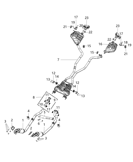 Resonator And Tailpipe Exhaust Diagram for 68304915AB