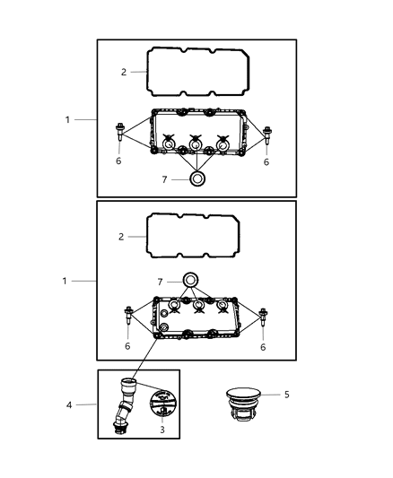 2001 Chrysler 300M Cover Cylinder Head Includes Items 2, 6, 7 Diagram for 4892206AB