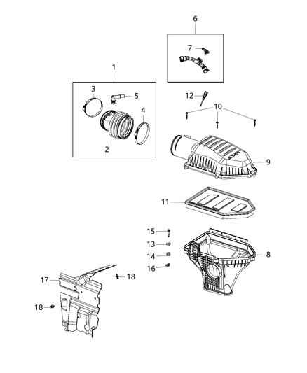 2018 Dodge Challenger Duct Air Cleaner Diagram for 68175288AC