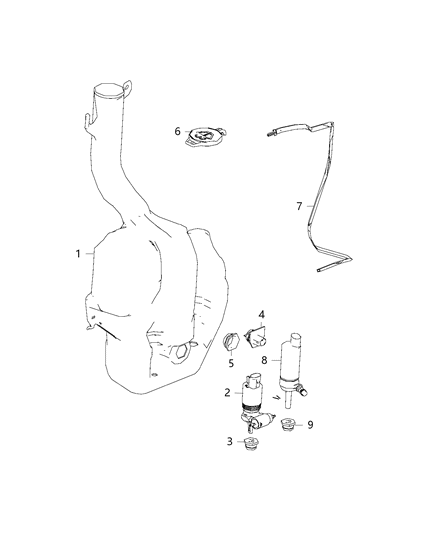 1995 Chrysler Cirrus Reservoir Windshield Washer Diagram for 68125517AA