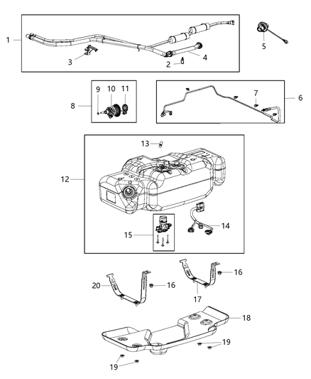 Tank Diesel Exhaust Fluid with Temp Sensor & Level Unit Diagram for 52029737AI